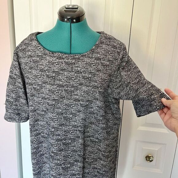 Adrienne Vittadini Cotton Tweed Shift Knee Length Unlined Tunic Dress - Picture 8 of 13